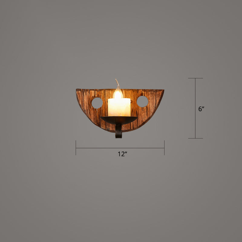 Holzbraune Wandleuchte Geometrisch geformte Landhausstil-Wandlampe für Flur