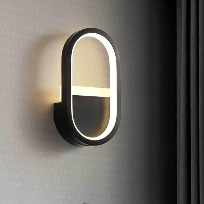 Frendorf | Metallische elliptische LED-Wandleuchte Minimalistische Wandleuchten Beleuchtungseinrichtung für Schlafzimmer