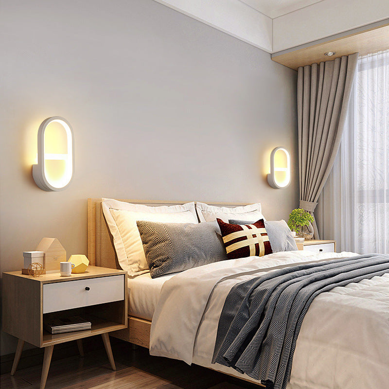 Frendorf | Metallische elliptische LED-Wandleuchte Minimalistische Wandleuchten Beleuchtungseinrichtung für Schlafzimmer