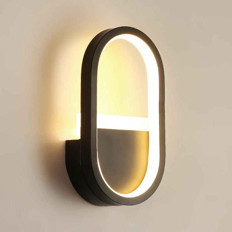 Frendorf | Metallische elliptische LED-Wandleuchte Minimalistische Wandleuchten Beleuchtungseinrichtung für Schlafzimmer