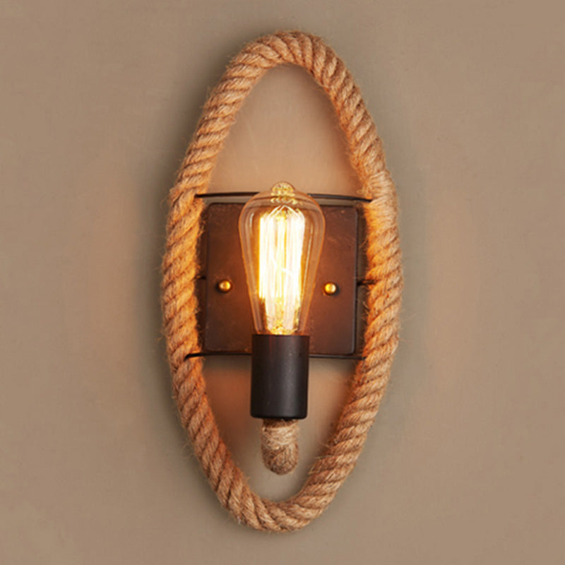 Frendorf | Lopende Vorm Touw Wandlamp Rustiek 1-Kop Gang Wandlamp met Baan Lamp Ontwerp in Hout