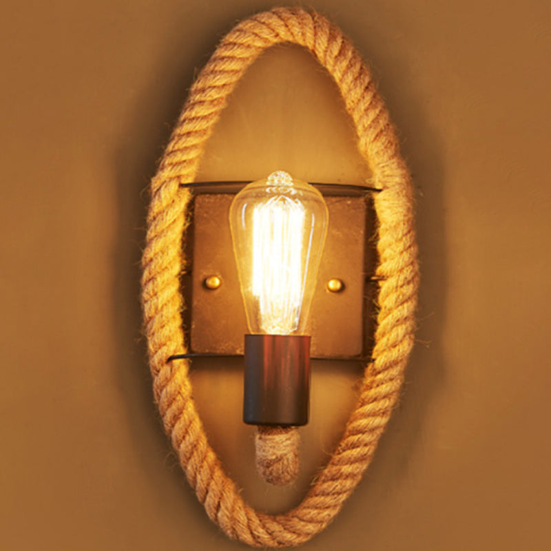 Frendorf | Lopende Vorm Touw Wandlamp Rustiek 1-Kop Gang Wandlamp met Baan Lamp Ontwerp in Hout