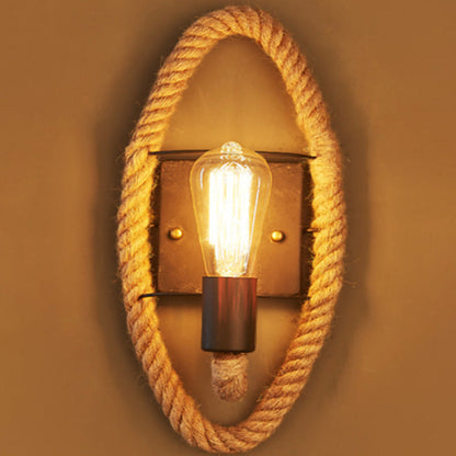 Frendorf | Lopende Vorm Touw Wandlamp Rustiek 1-Kop Gang Wandlamp met Baan Lamp Ontwerp in Hout
