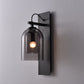 Frendorf | 1 Glühbirne Wohnzimmer Wandleuchte Mid-Century Schwarze Wandlampe mit Doppel-Dome-Glas-Schirm