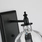 Frendorf | Klar Glas Totenkopf Wandbeleuchtung Art Deco 1 Kopf Schwarze Wandleuchte für Schlafzimmer