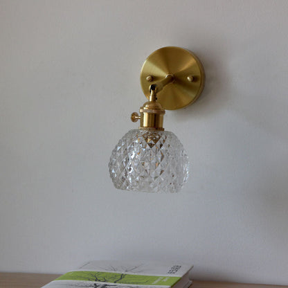 Halb-Ball Schlafzimmer Wand Leseleuchte Einfache Gitterglas 1-Lampe Gold Wandmontierte Leuchte