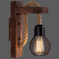 Frendorf | Houten L-vormige Wandsteun Lantaarn Boerderij 1 Lamp Slaapkamer Wandlamp met Touwarm