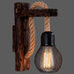 Frendorf | Houten L-vormige Wandsteun Lantaarn Boerderij 1 Lamp Slaapkamer Wandlamp met Touwarm