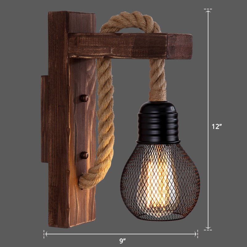 Frendorf | Houten L-vormige Wandsteun Lantaarn Boerderij 1 Lamp Slaapkamer Wandlamp met Touwarm