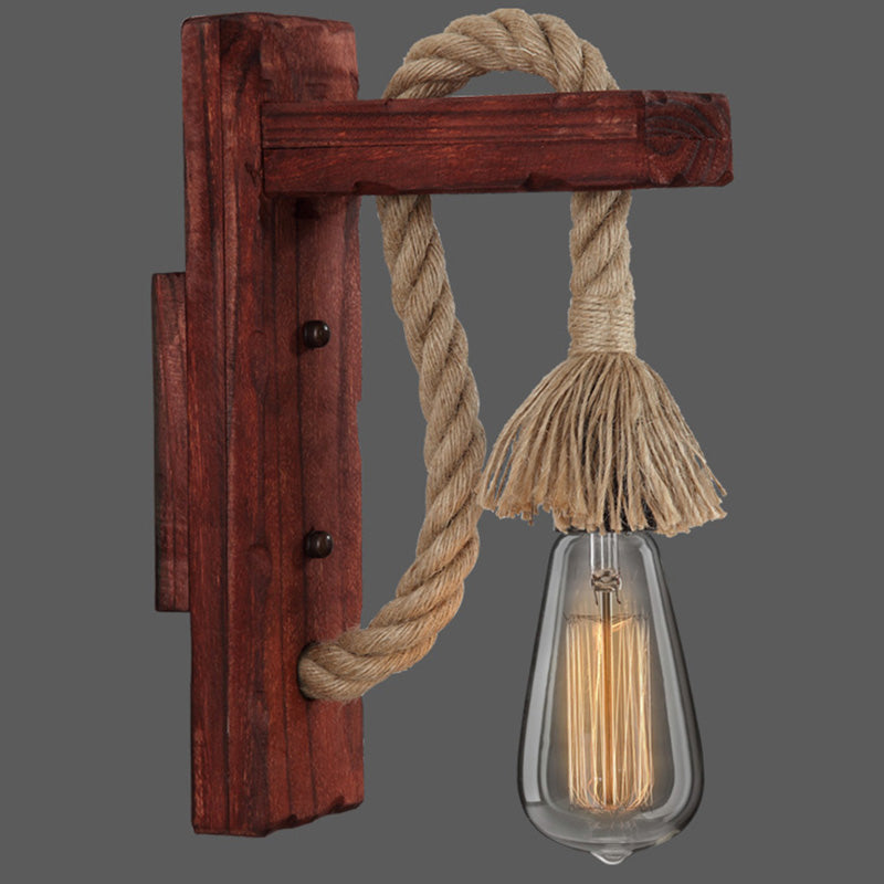 Frendorf | Houten L-vormige Wandsteun Lantaarn Boerderij 1 Lamp Slaapkamer Wandlamp met Touwarm