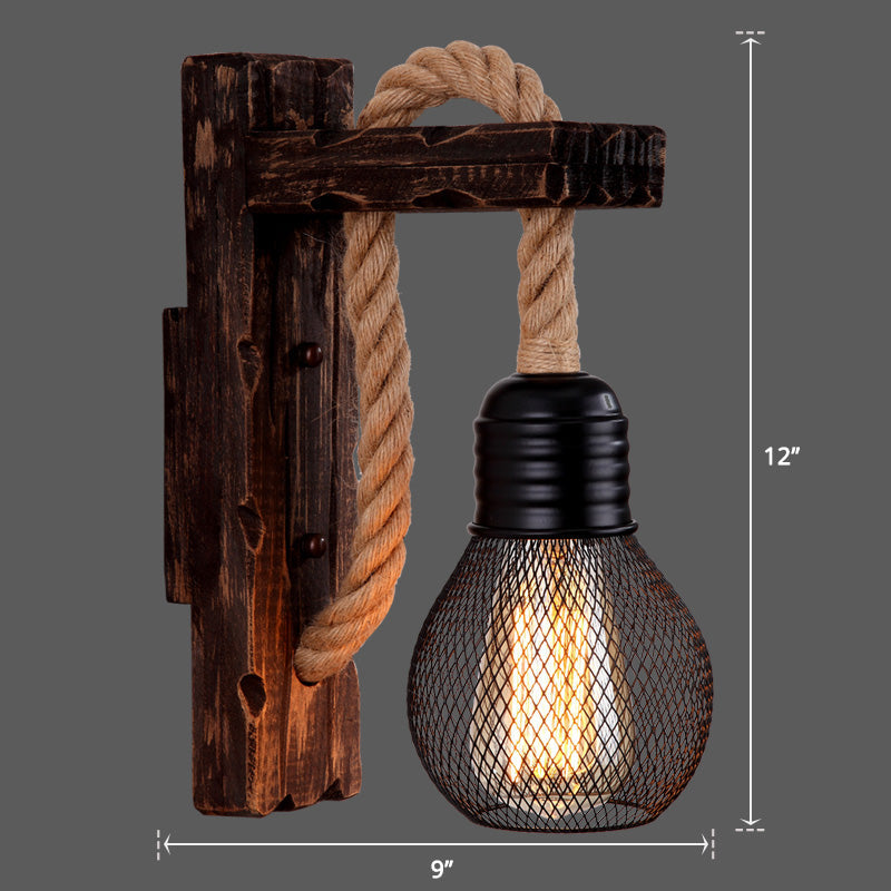 Frendorf | Houten L-vormige Wandsteun Lantaarn Boerderij 1 Lamp Slaapkamer Wandlamp met Touwarm
