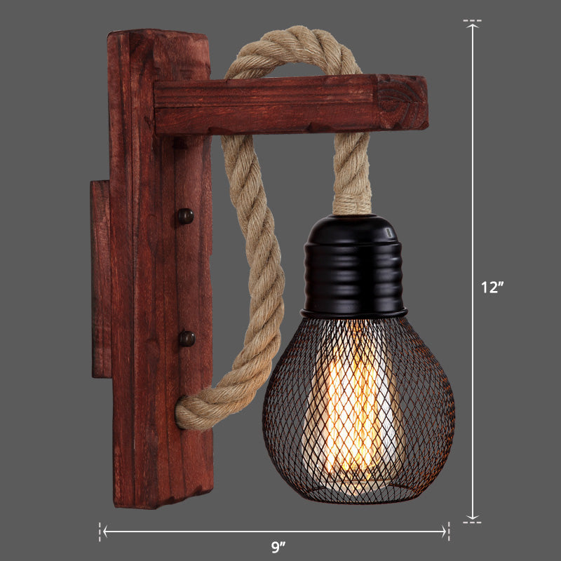 Frendorf | Houten L-vormige Wandsteun Lantaarn Boerderij 1 Lamp Slaapkamer Wandlamp met Touwarm