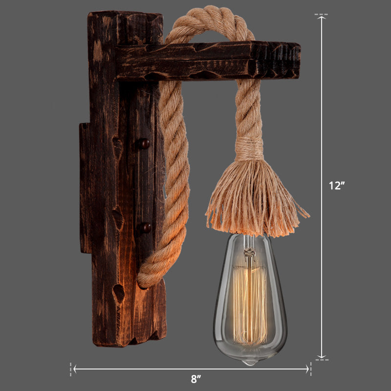 Frendorf | Houten L-vormige Wandsteun Lantaarn Boerderij 1 Lamp Slaapkamer Wandlamp met Touwarm