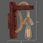 Frendorf | Houten L-vormige Wandsteun Lantaarn Boerderij 1 Lamp Slaapkamer Wandlamp met Touwarm