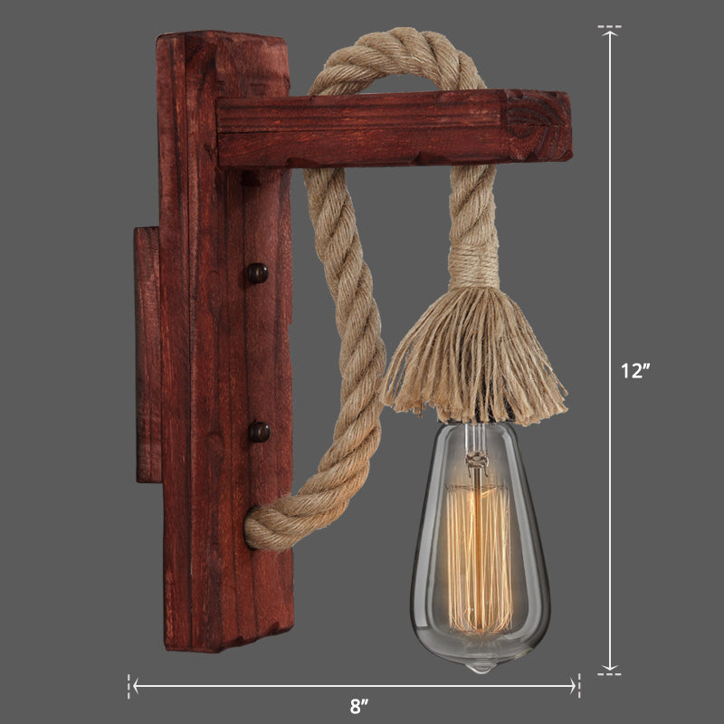 Frendorf | Houten L-vormige Wandsteun Lantaarn Boerderij 1 Lamp Slaapkamer Wandlamp met Touwarm