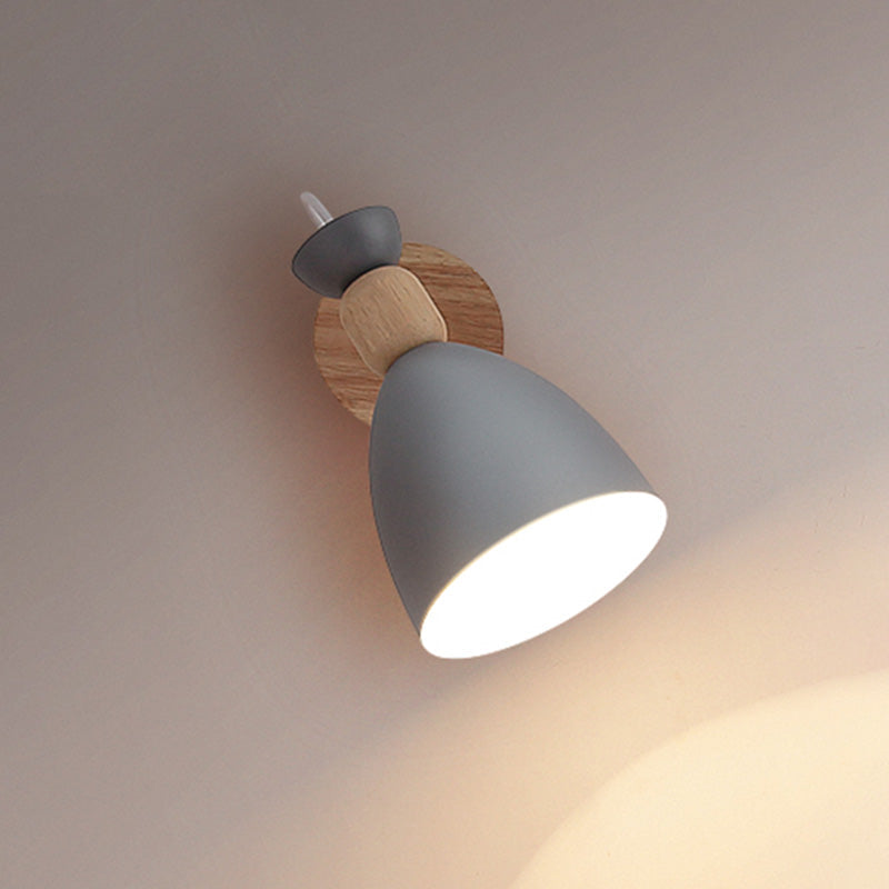 Drehbarer Schirm Metall Wandmontierte Leseleuchte Macaron Stil 1-Licht Wandlampe für Schlafzimmer