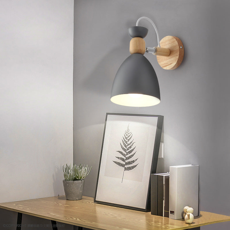 Drehbarer Schirm Metall Wandmontierte Leseleuchte Macaron Stil 1-Licht Wandlampe für Schlafzimmer