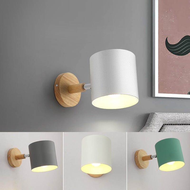 Drehbarer Schirm Metall Wandmontierte Leseleuchte Macaron Stil 1-Licht Wandlampe für Schlafzimmer