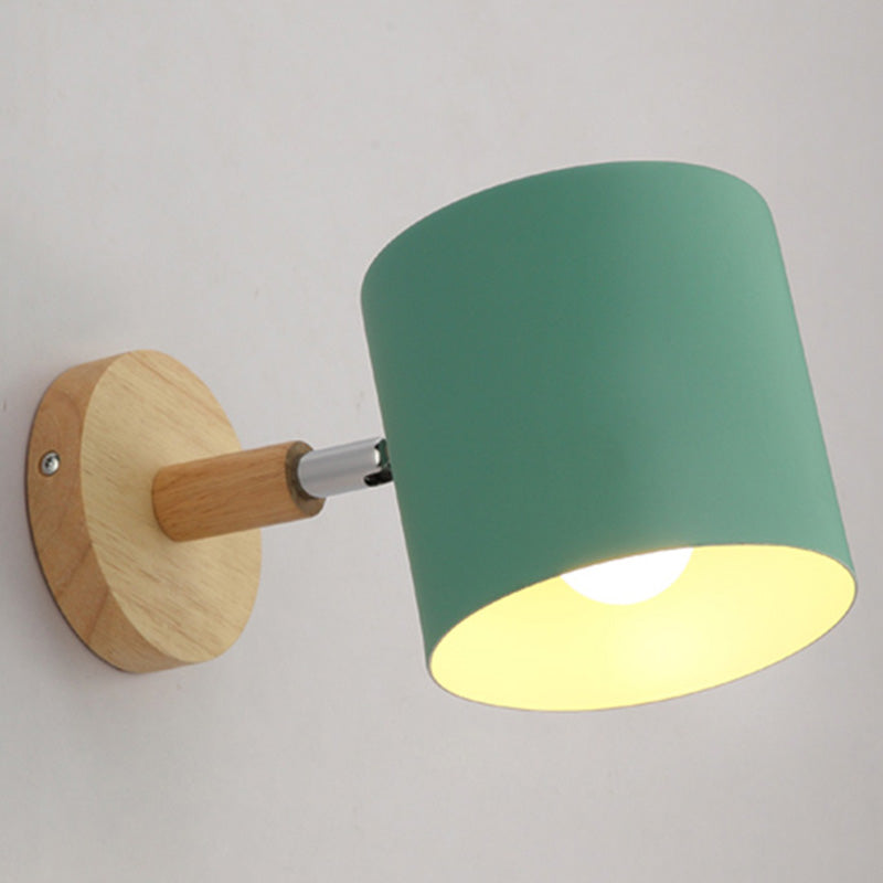 Drehbarer Schirm Metall Wandmontierte Leseleuchte Macaron Stil 1-Licht Wandlampe für Schlafzimmer