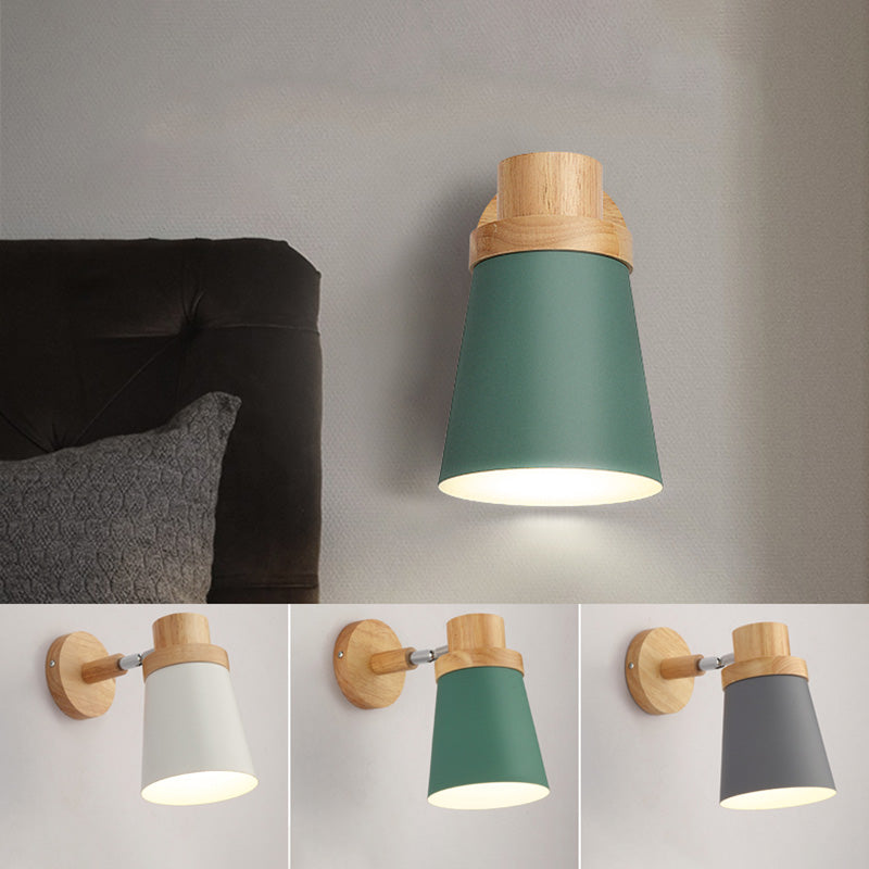 Drehbarer Schirm Metall Wandmontierte Leseleuchte Macaron Stil 1-Licht Wandlampe für Schlafzimmer