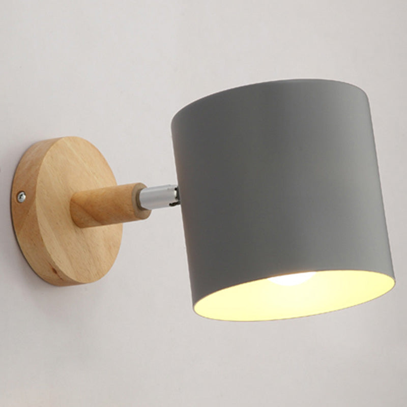 Drehbarer Schirm Metall Wandmontierte Leseleuchte Macaron Stil 1-Licht Wandlampe für Schlafzimmer