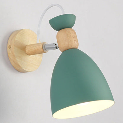 Frendorf | Drehbarer Schatten Metall Wandmontierte Leseleuchte Macaron Stil 1-Licht Wandleuchte für Schlafzimmer