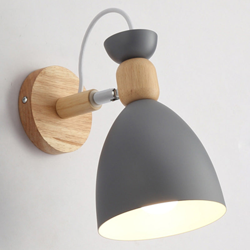 Drehbarer Schirm Metall Wandmontierte Leseleuchte Macaron Stil 1-Licht Wandlampe für Schlafzimmer