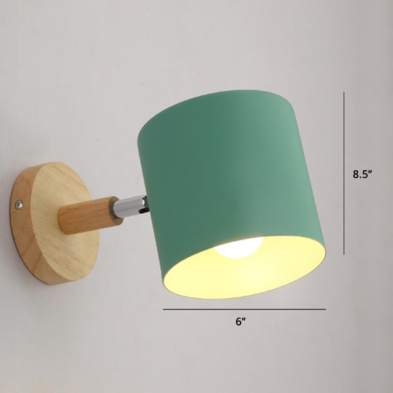 Drehbarer Schirm Metall Wandmontierte Leseleuchte Macaron Stil 1-Licht Wandlampe für Schlafzimmer