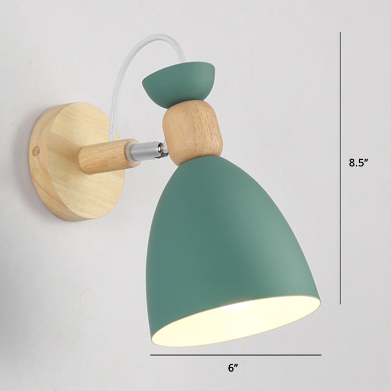Drehbarer Schirm Metall Wandmontierte Leseleuchte Macaron Stil 1-Licht Wandlampe für Schlafzimmer