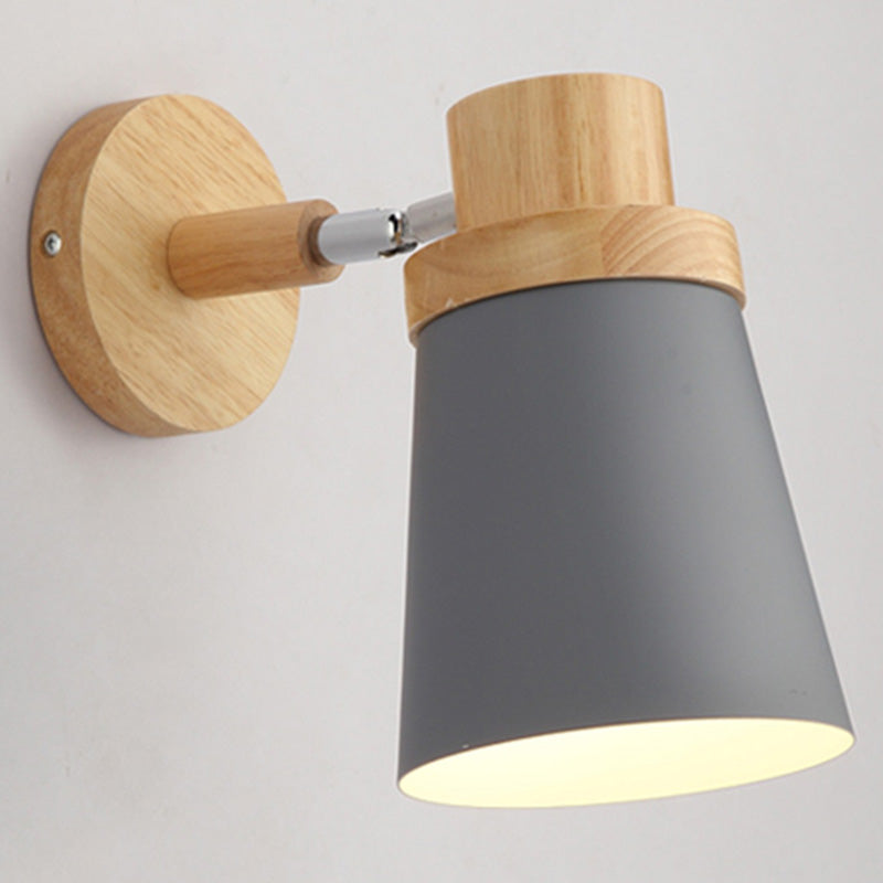 Drehbarer Schirm Metall Wandmontierte Leseleuchte Macaron Stil 1-Licht Wandlampe für Schlafzimmer