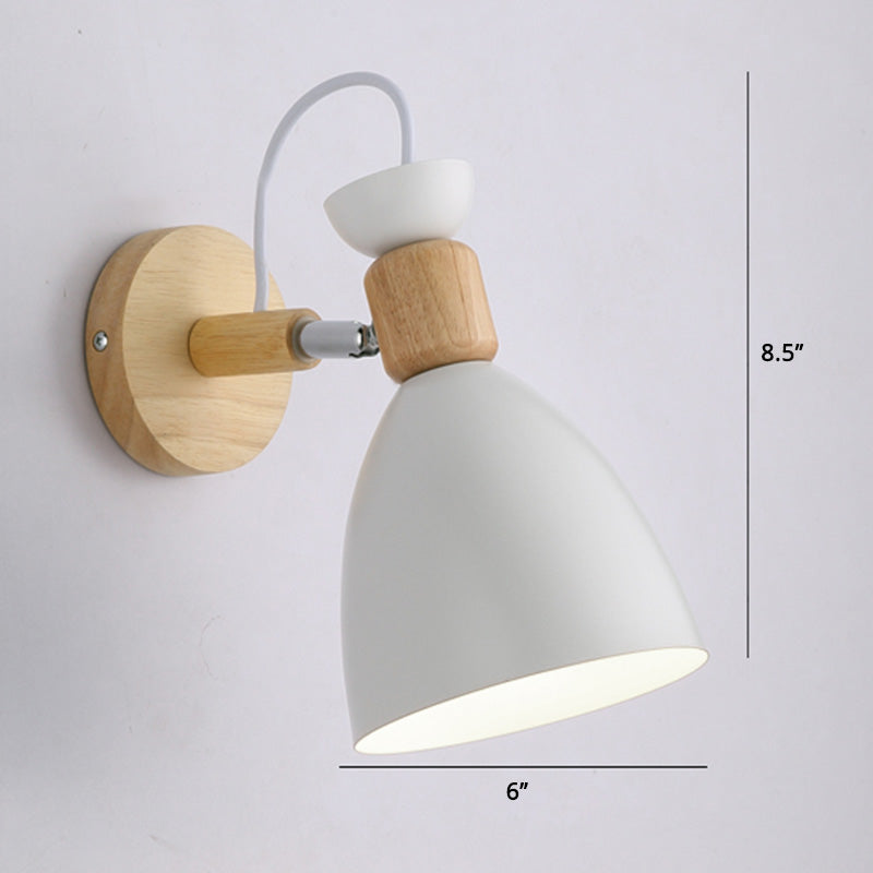 Drehbarer Schirm Metall Wandmontierte Leseleuchte Macaron Stil 1-Licht Wandlampe für Schlafzimmer