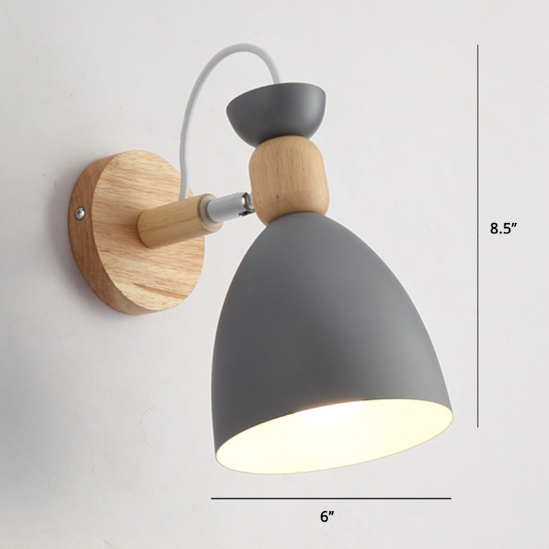 Drehbarer Schirm Metall Wandmontierte Leseleuchte Macaron Stil 1-Licht Wandlampe für Schlafzimmer