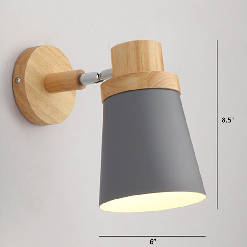 Drehbarer Schirm Metall Wandmontierte Leseleuchte Macaron Stil 1-Licht Wandlampe für Schlafzimmer