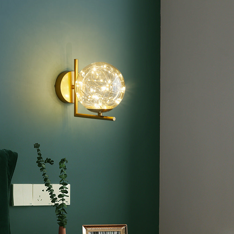 Frendorf | Ball Blown Glass Wandlamp Fixture Nordic Gold Finish LED Wandverlichting met String Light