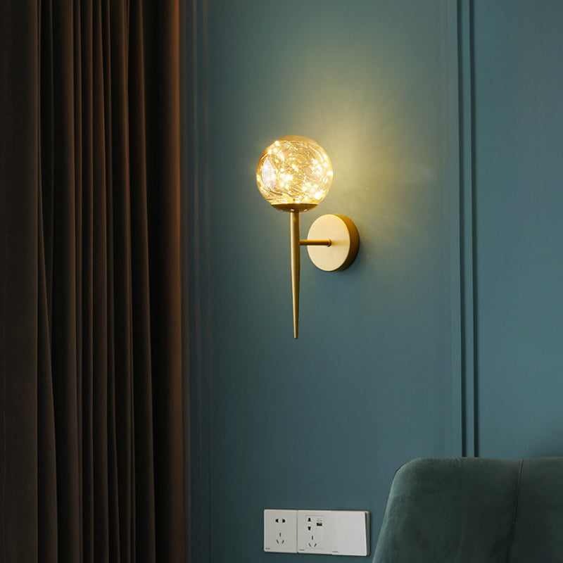 Frendorf | Ball Blown Glass Wandlamp Fixture Nordic Gold Finish LED Wandverlichting met String Light