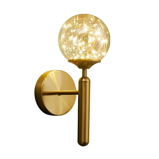 Frendorf | Ball Blown Glass Wandlamp Fixture Nordic Gold Finish LED Wandverlichting met String Light