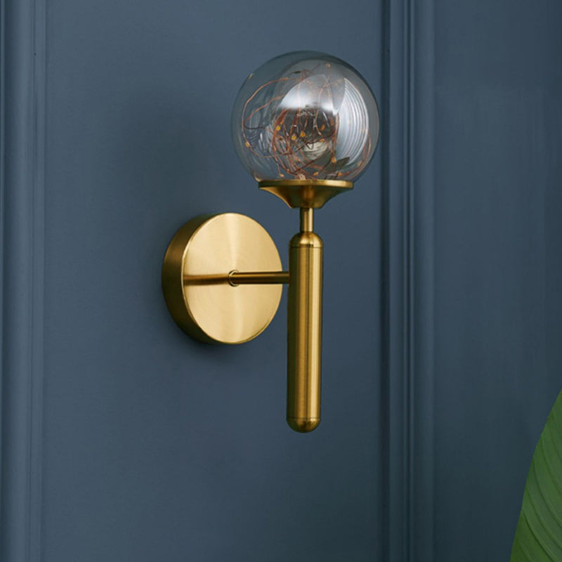 Frendorf | Ball Blown Glass Wandlamp Fixture Nordic Gold Finish LED Wandverlichting met String Light