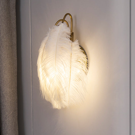Frendorf | 2 Lichter Moderne Metall Wand Scone Feder Schirm Wandbeleuchtung für Schlafzimmer