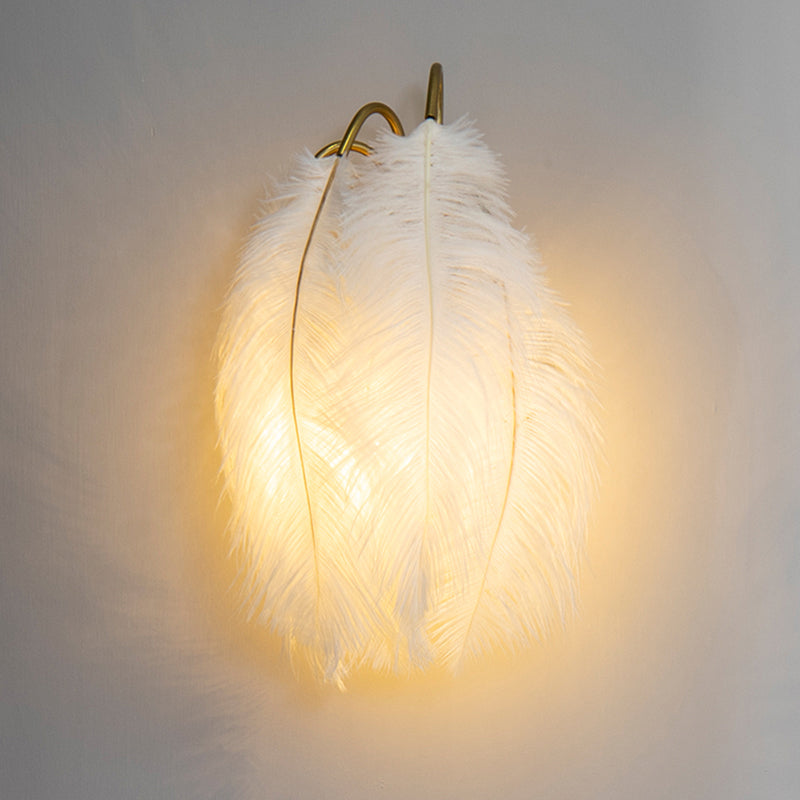 Frendorf | 2 Lichter Moderne Metall Wand Scone Feder Schirm Wandbeleuchtung für Schlafzimmer