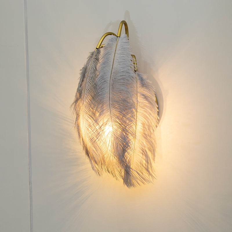 Frendorf | 2 Lichter Moderne Metall Wand Scone Feder Schirm Wandbeleuchtung für Schlafzimmer