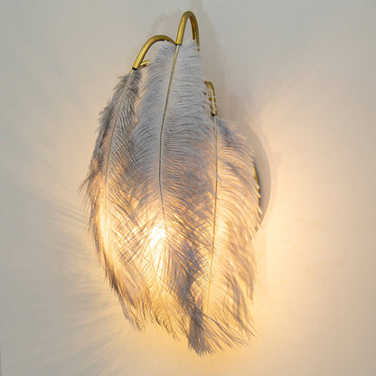 Frendorf | 2 Lichter Moderne Metall Wand Scone Feder Schirm Wandbeleuchtung für Schlafzimmer