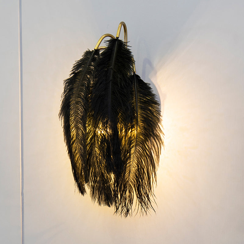Frendorf | 2 Lichter Moderne Metall Wand Scone Feder Schirm Wandbeleuchtung für Schlafzimmer