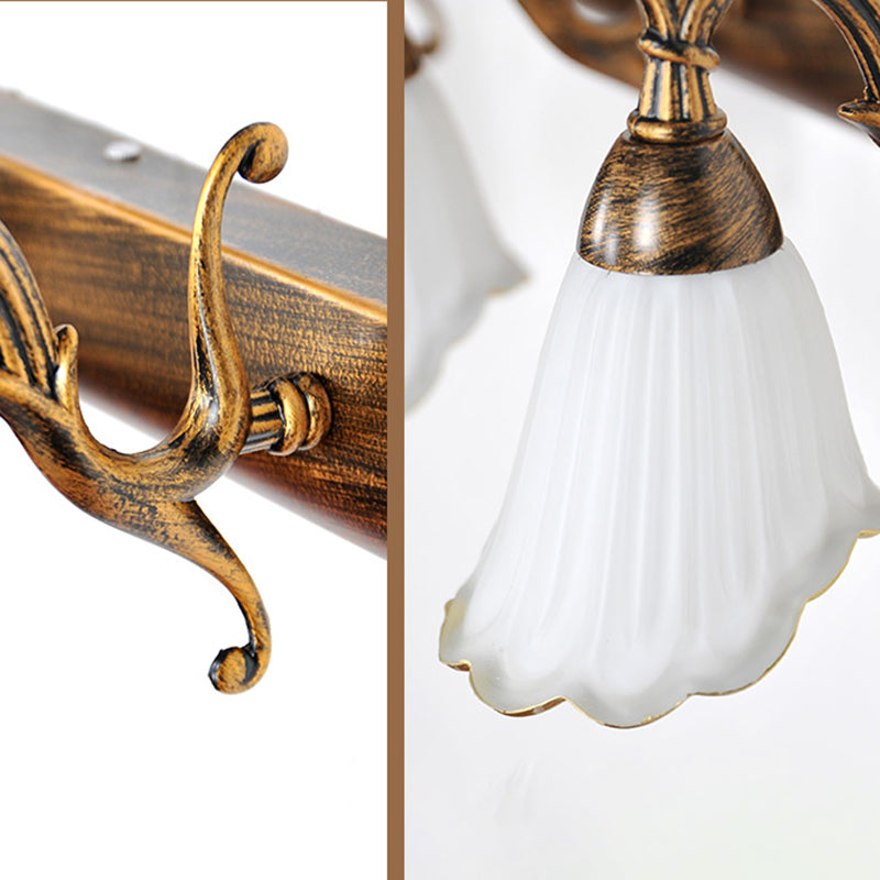 Frendorf | Vanity Lighting Country Flower Shade Weiß Rid Glas Wandlampe Leuchte in Bronze