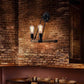 Frendorf | 2-Kopf Bogen Wandleuchte Industriedesign Schwarze Hanfseil Wandbeleuchtung Fixture für Restaurant