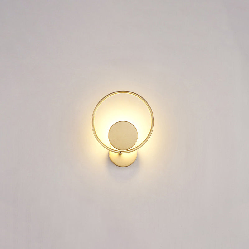 Runde Metall LED Wandleuchte Einfache Stil Goldene Wandmontierte Lampe für Schlafzimmer