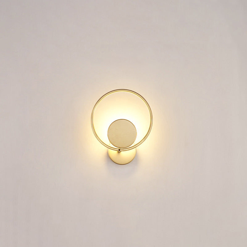 Runde Metall LED Wandleuchte Einfache Stil Goldene Wandmontierte Lampe für Schlafzimmer