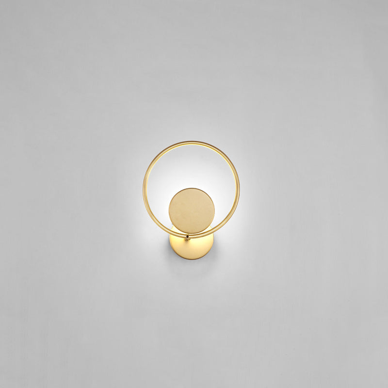 Runde Metall LED Wandleuchte Einfache Stil Goldene Wandmontierte Lampe für Schlafzimmer
