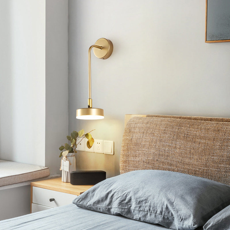 Runde Metall LED Wandleuchte Einfache Stil Goldene Wandmontierte Lampe für Schlafzimmer