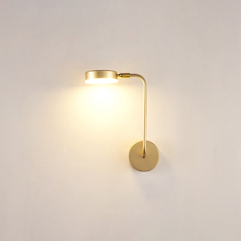 Runde Metall LED Wandleuchte Einfache Stil Goldene Wandmontierte Lampe für Schlafzimmer