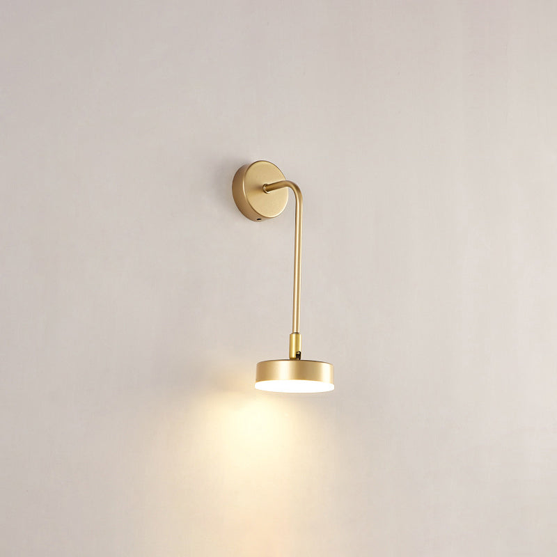 Runde Metall LED Wandleuchte Einfache Stil Goldene Wandmontierte Lampe für Schlafzimmer